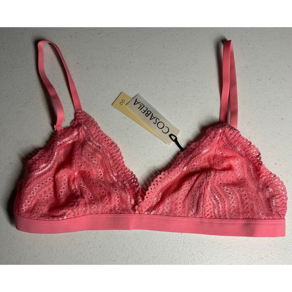 Cosabella Dolce Soft Bra M Venetian Dusk Pink Lace Bralette Wireless NWT